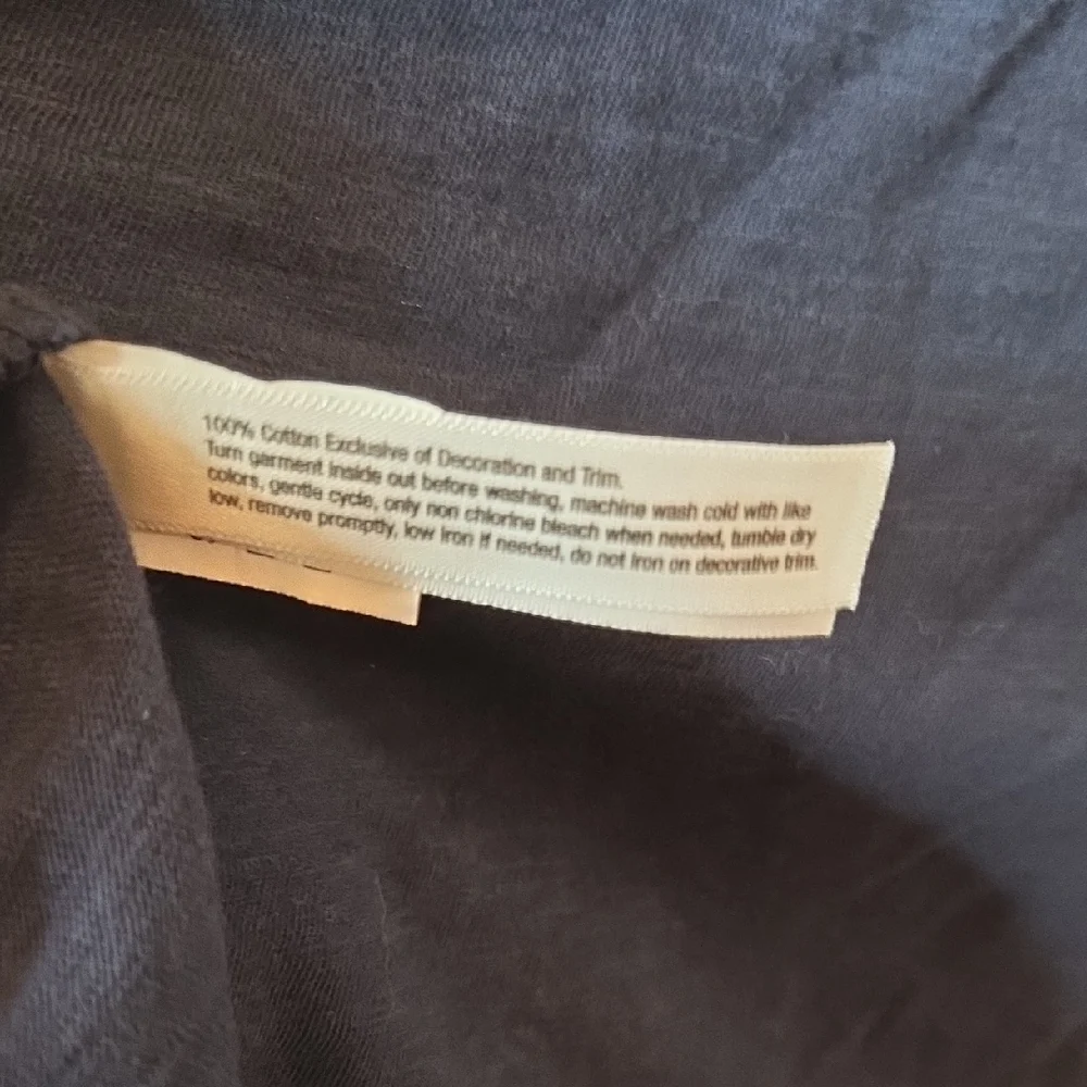 CLEARANCE Lucky Brand Navy Embroidered Short Sleeve Tie Front Slub Jersey Top XL - Picture 9 of 11